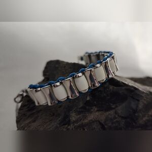 NWT Lia Sophia "Entwine" White Blue and Silver Bracelet